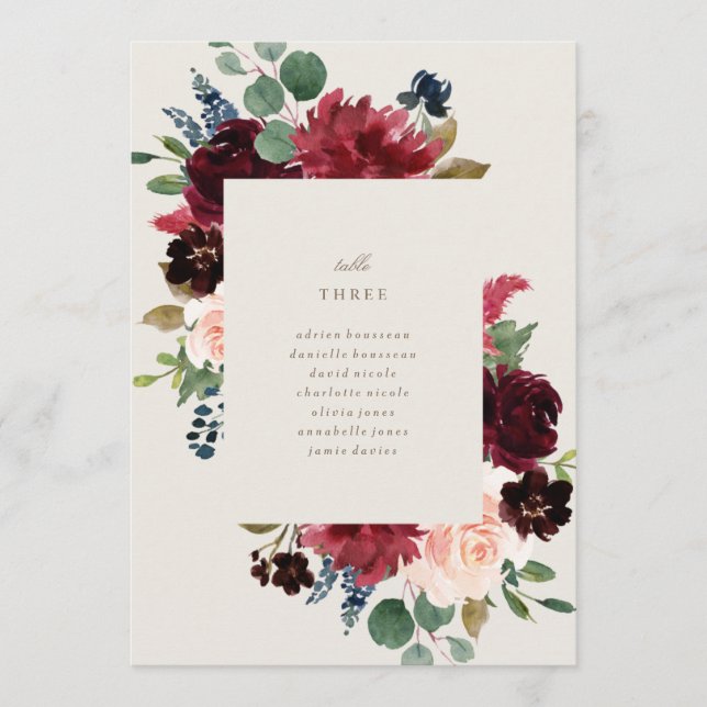 Winterelegante Tischnummer Sitzplätze Karten (Vorderseite)