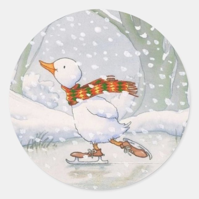 Winterente Runder Aufkleber (Vorderseite)