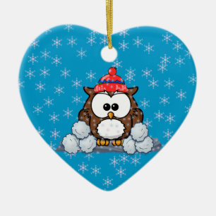 Wintereule Keramikornament