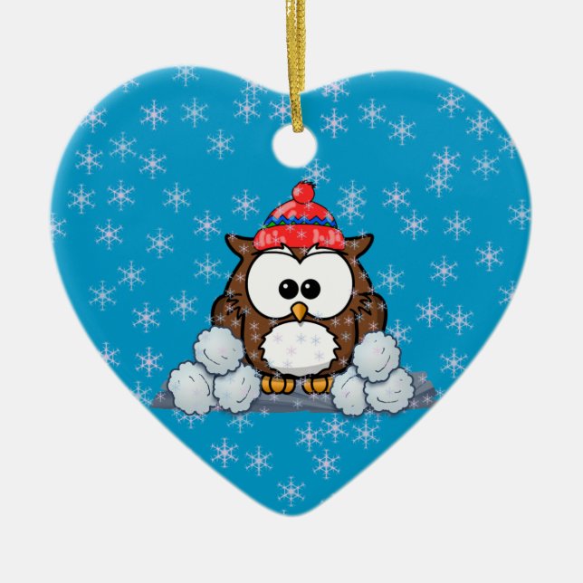 Wintereule Keramikornament (Vorne)