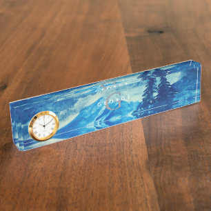 Winterfarbengebirge Landschaftsmonogramm Namensplakette