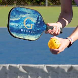 Winterfarbengebirge Landschaftsmonogramm Pickleball Schläger