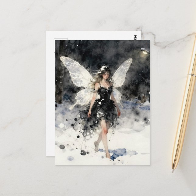 Winterfee  postkarte (Vorderseite/Rückseite Beispiel)