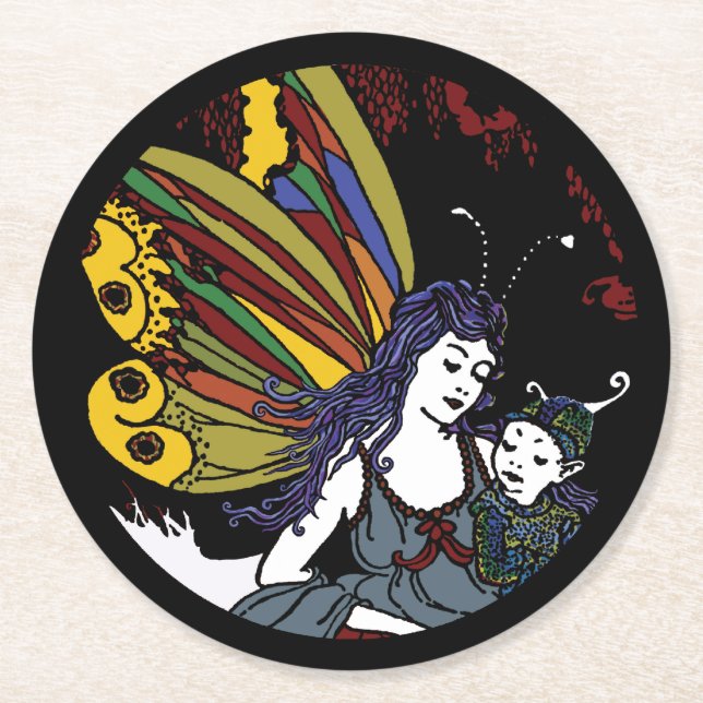 Winterfeen Runder Pappuntersetzer (Vorderseite)