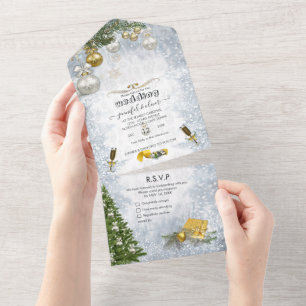 Winterfeier auf einer Hochzeit All In One Einladung