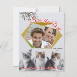 Winterfeiern im Schnee, mit Kätzchen Ankündigung