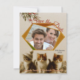 Winterfeiern im Schnee, mit Kätzchen Ankündigung