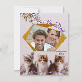 Winterfeiern im Schnee, mit Kätzchen Ankündigung