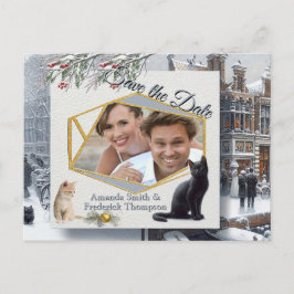 Winterfeiern im Schnee, mit Kätzchen Ankündigungspostkarte