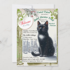 Winterfeiern im Schnee, mit Kätzchen Einladung