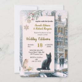 Winterfeiern im Schnee, mit Kätzchen Einladung