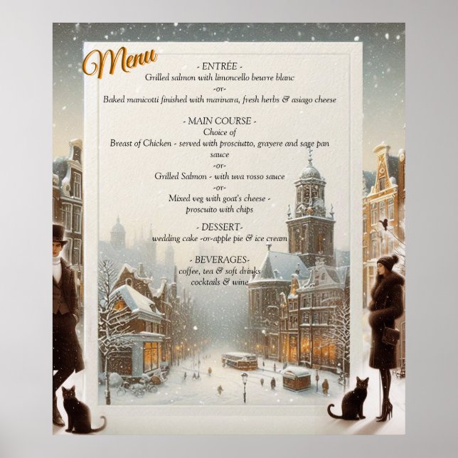 Winterfeiern im Schnee, mit Kätzchen Poster (Vorne)