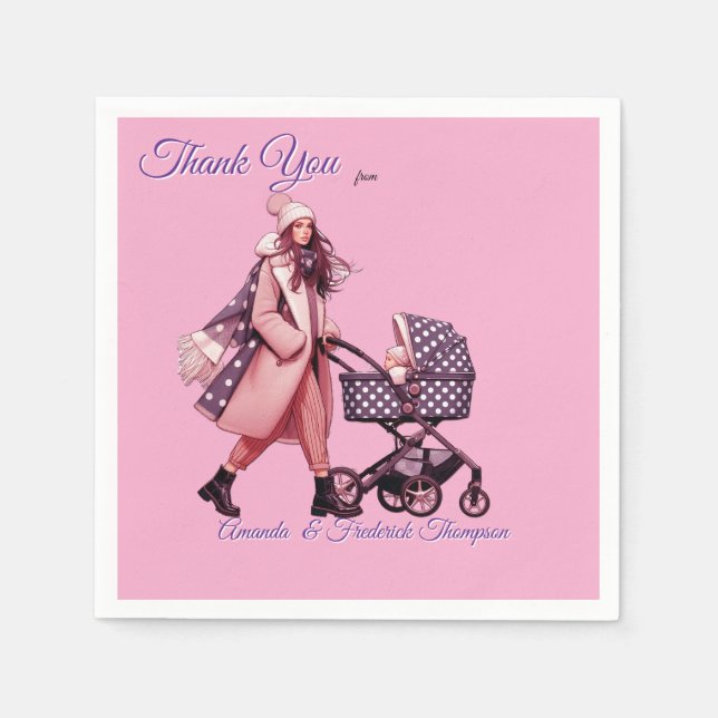 Winterfeiern im Schnee, mit Kätzchen Serviette (Vorderseite)