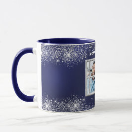 Winterfenster aus blauem Silber-Foto Tasse