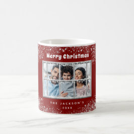 Winterfenster aus rotem Silber-Foto Kaffeetasse