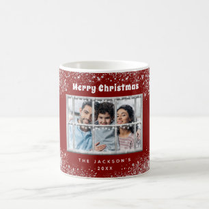Winterfenster aus rotem Silber-Foto Kaffeetasse