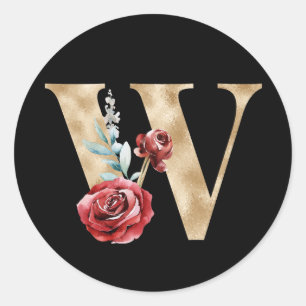 Winterferien Initialen des Aufklebers W Runder Aufkleber