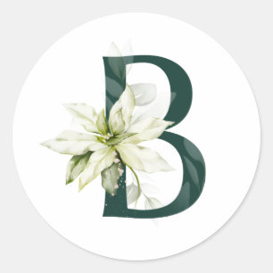 Winterferien MONOGRAM grüner Buchstabe Weihnachtss Runder Aufkleber