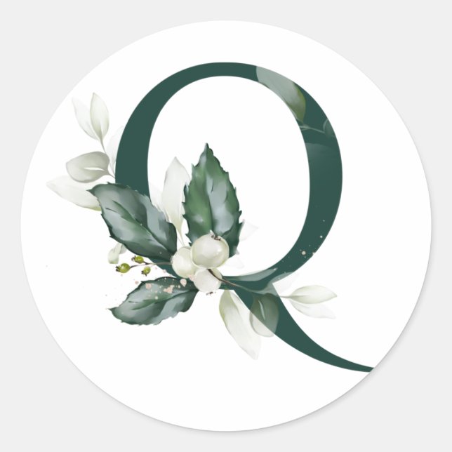 Winterferien MONOGRAM-Weißbeeren Runder Aufkleber (Vorderseite)