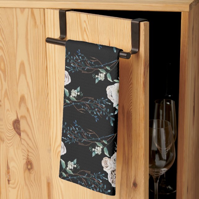 Winterferien-Rose Geschirrtuch (Drittel gefaltet)