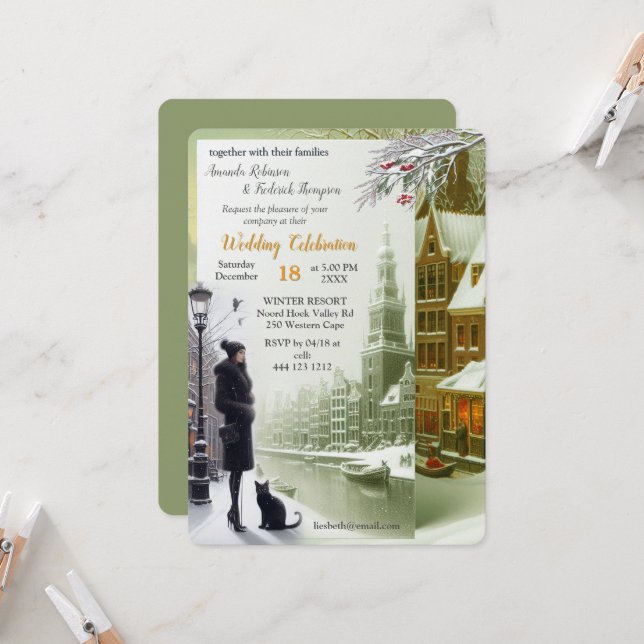 Winterfeste in Amsterdam Einladung (Vorderseite/Rückseite Beispiel)
