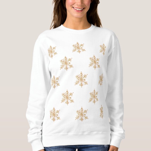 Winterfestliche niedliche Goldpfirsichschneeflocke Sweatshirt (Vorderseite)