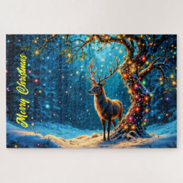 Winterfestliche niedliche Hirsche Weihnachtswald Puzzle