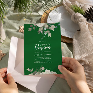 Winterflor   Nur Hochzeitsempfang in Grün Einladung