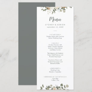 Winterflorale Hochzeitsmenü Menükarte