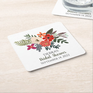 Winterfloralen lila, rotes Bouquet Brautparty Rechteckiger Pappuntersetzer