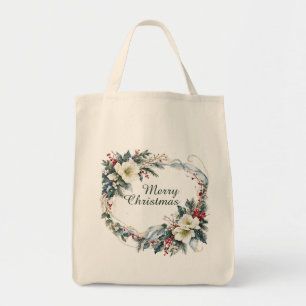 Winterflorales Design Tragetasche