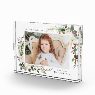 Winterflorales Feiertags-Fotoblock Fotoblock