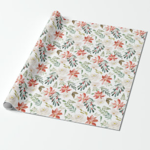 Winterflorales Urlaub Geschenkpapier