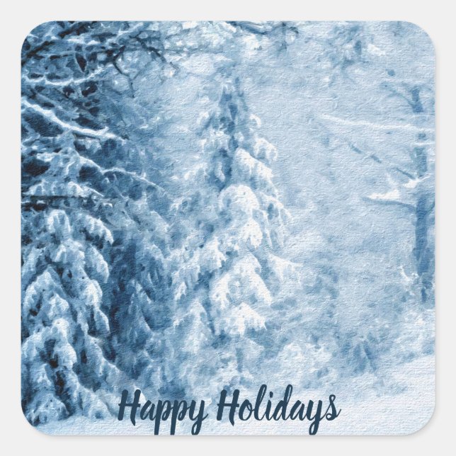 Winterflüster Quadratischer Aufkleber (Vorderseite)
