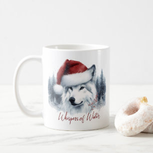 Winterflüster - Watercolor Wolf in Weihnachtsmannm Kaffeetasse