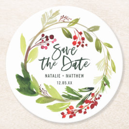 Winterfolien Save the Date Runder Pappuntersetzer