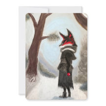 Winterfox Handgemalte Karte