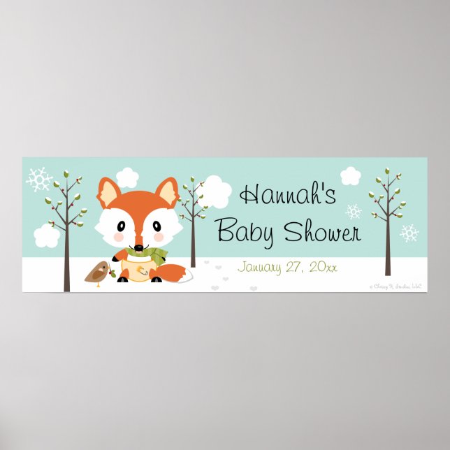WINTERFOX IN DIAPERS BABY SHOWER BANNER POSTER (Vorne)