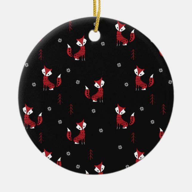 WinterFox Keramik Ornament (Vorne)