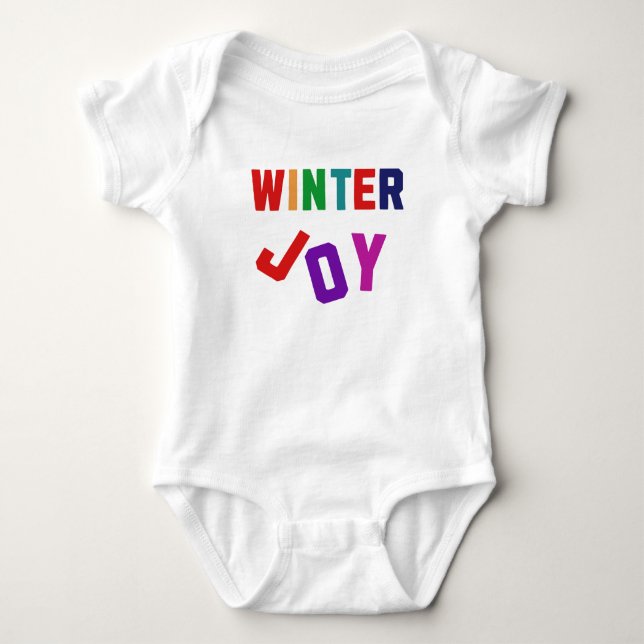 Winterfreude - Gemütliche, bunte Briefe Baby Strampler (Vorderseite)