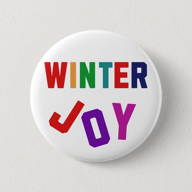 Winterfreude - Gemütliche, bunte Briefe Button (Vorderseite)