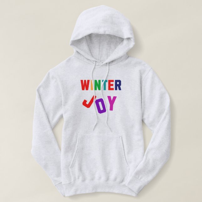 Winterfreude - Gemütliche, bunte Briefe Hoodie (Design vorne)
