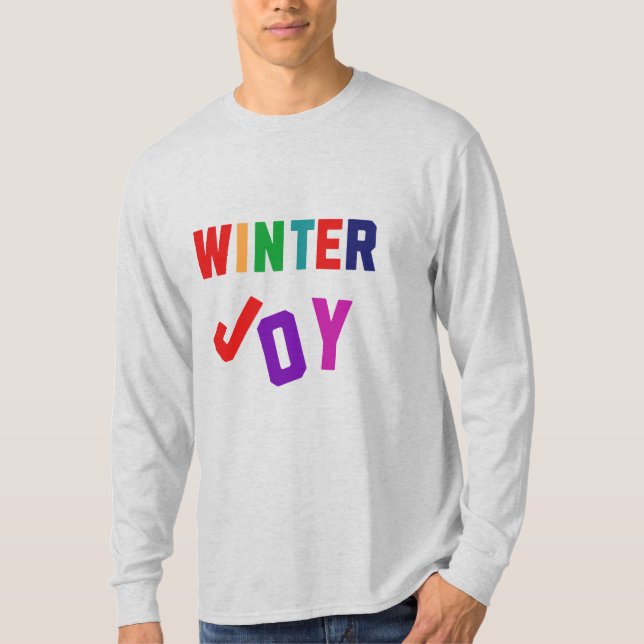 Winterfreude - Gemütliche, bunte Briefe T-Shirt (Vorderseite)