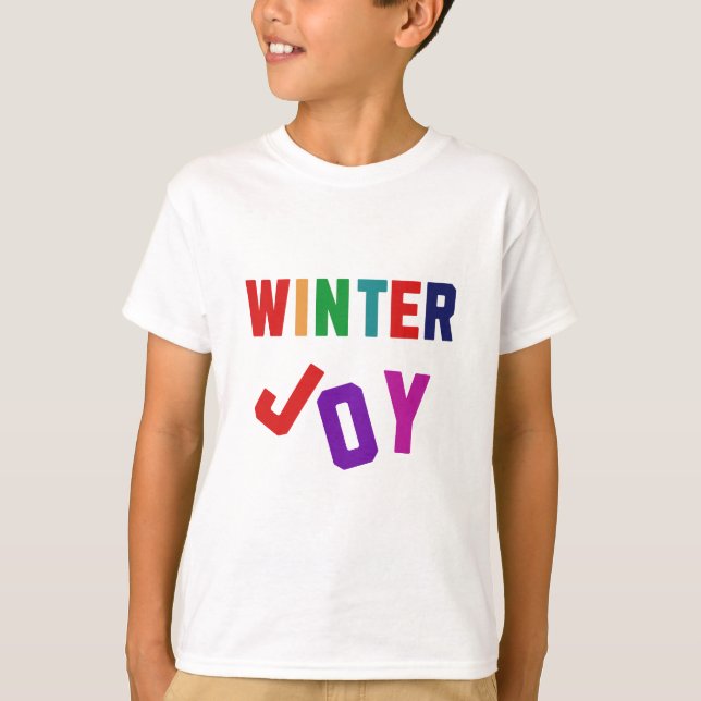 Winterfreude - Gemütliche, bunte Briefe T-Shirt (Vorderseite)