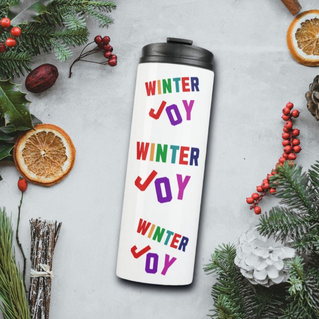 Winterfreude - Gemütliche, bunte Briefe Thermosbecher (Von Creator hochgeladen)
