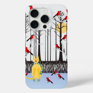Winterfreude - Katze mit den Kardinälen von Schal- Case-Mate iPhone Hülle