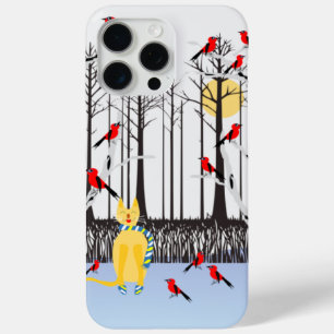 Winterfreude - Katze mit den Kardinälen von Schal- Case-Mate iPhone Hülle