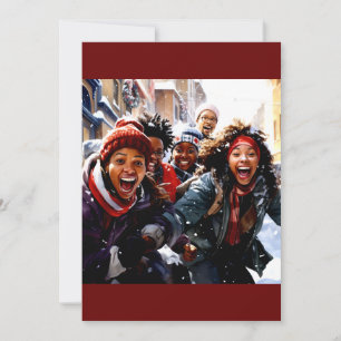 Winterfreude: Kinderschneejacht Feiertagskarte