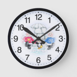 Winterfreude Runde Wanduhr