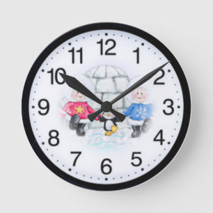Winterfreude Runde Wanduhr